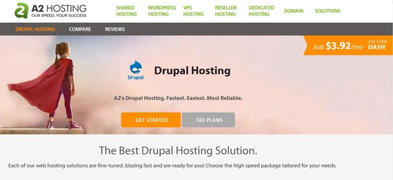 A2 Hosting's Drupal hosting plans.