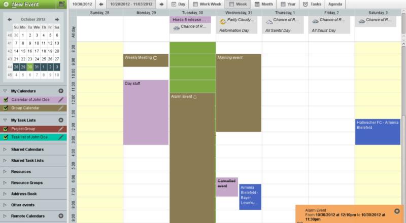 The Horde Webmail calendar feature.