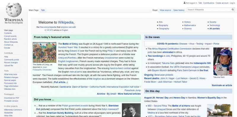 Wikipedia, an example of a wiki website.