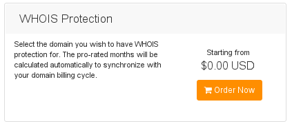Customer Portal - Order new services - WHOIS protection