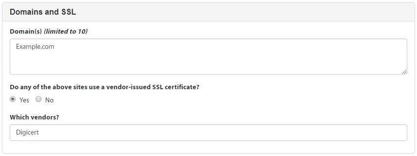 Domain and SSL information