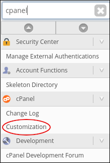 WebHost Manager - cPanel Customization